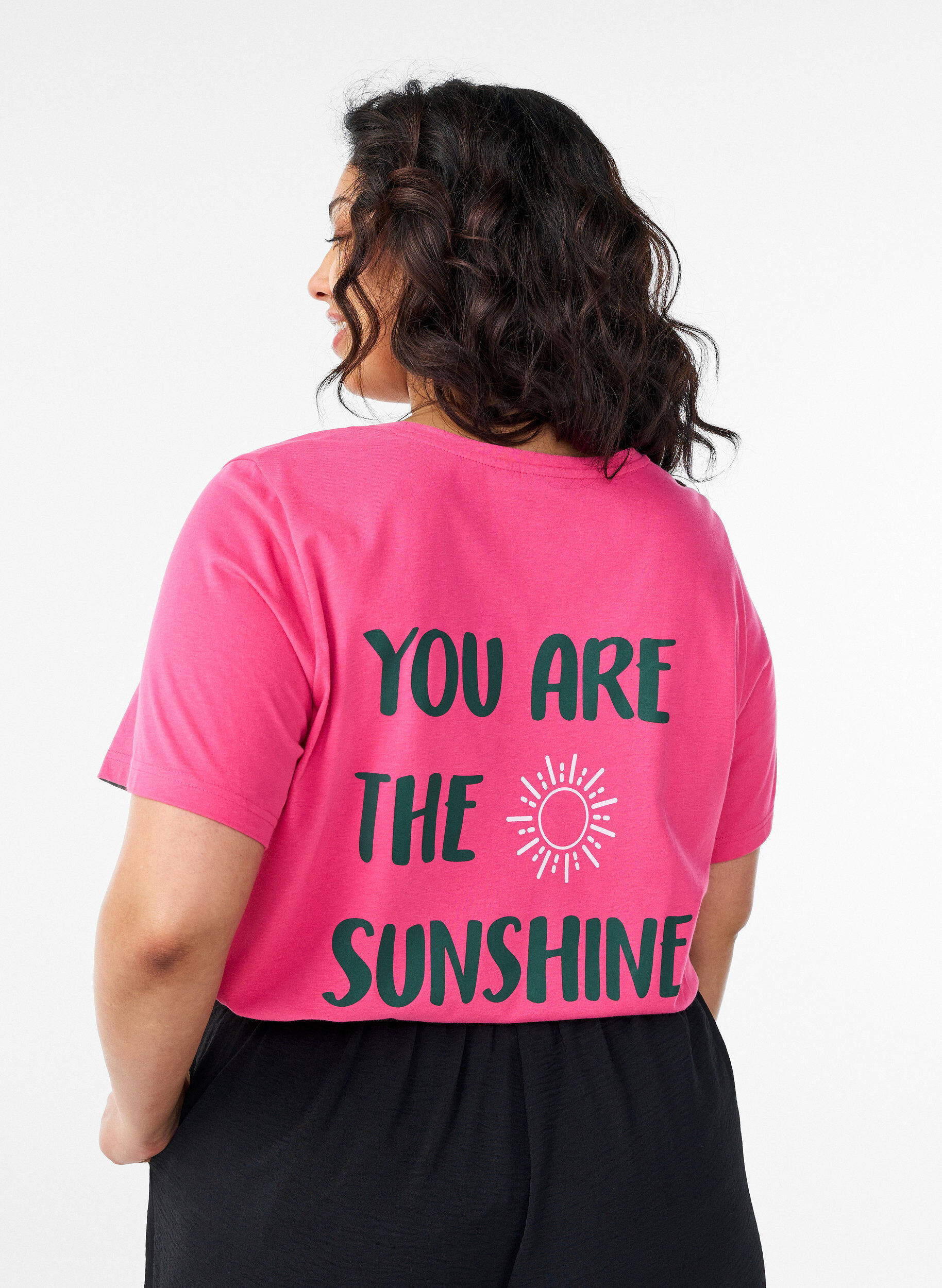 T-shirt with motif, Pink, Model