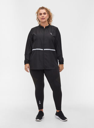 Sporty reflective jacket with zip, Black, Model image number 2