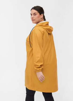 Rain jacket with hood and button fastening, Spruce Yellow, Model image number 1