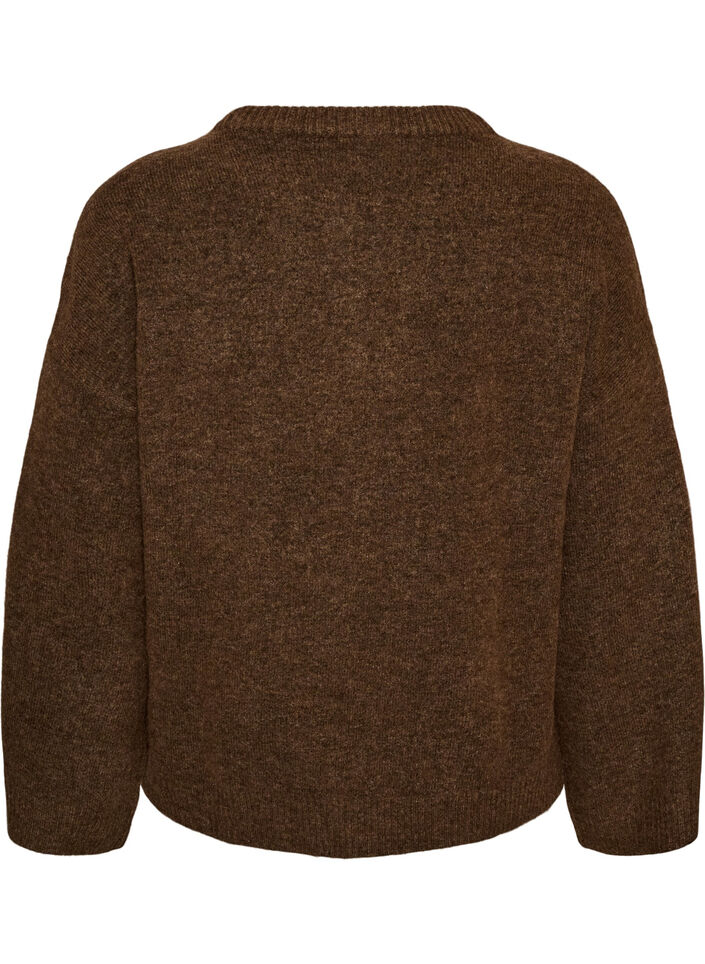 Loose knitted blouse with alpaca and wool, Brown, Packshot image number 1