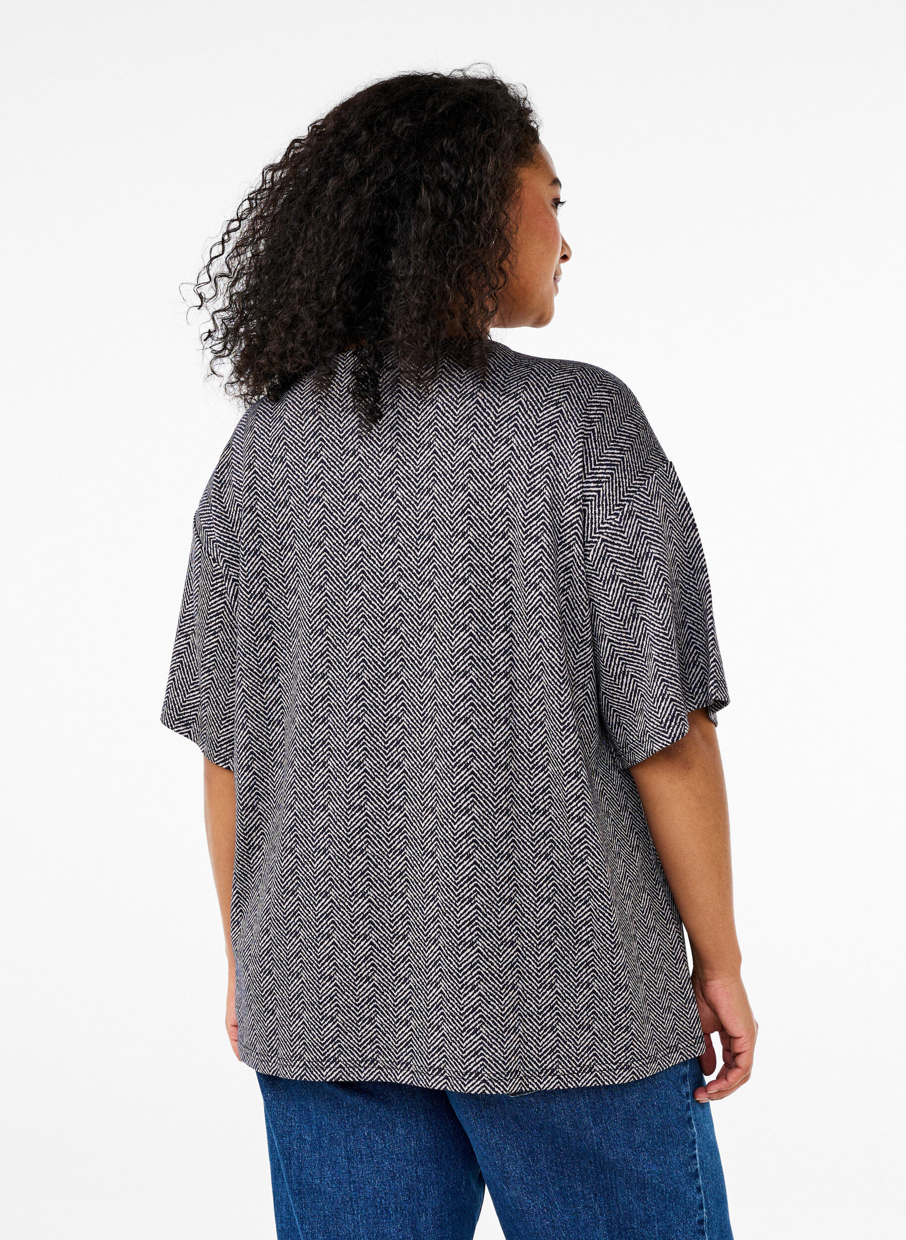 Zizzifashion Oversize blouse with pattern, Blue, Model image number 2