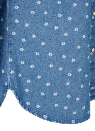 Floral denim shirt with chest pocket, Light Blue w.Flowers, Packshot image number 3