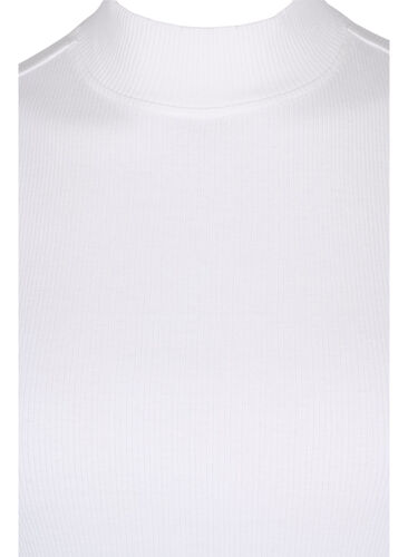 High neckline cotton top with ribbed fit, Bright White, Packshot image number 2
