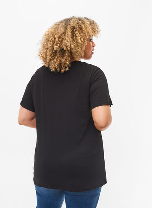 Cotton t-shirt with two-tone printed logo, Black Originality, Model image number 1