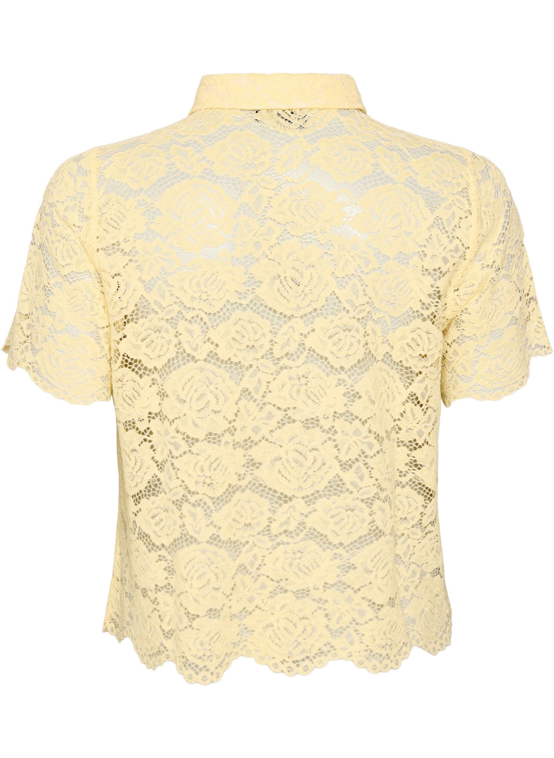 ZizzifashionLace shirt blouse with pearl buttons, Yellow, Packshot image number 1