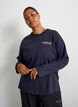 Long-sleeved jersey blouse with text print, Blue, Model image number 0