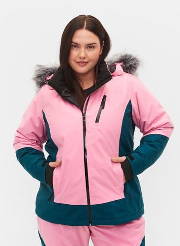 Ski jacket with detachable hood, Sea Pink Comb, Model image number 0