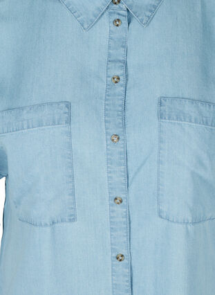 Short-sleeved shirt with chest pockets, Light blue denim, Packshot image number 2