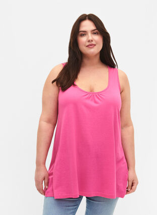 Top with a-shape and round neck, Shocking Pink, Model image number 0