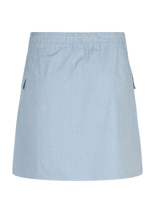 Short cotton skirt with elasticated waistband, Nebulas B. W. Stripe, Packshot image number 1