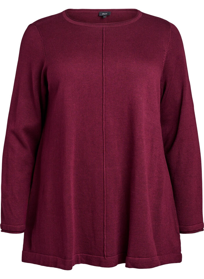 Knitted blouse in cotton-viscose blend, Dark Bordeaux, Packshot image number 0