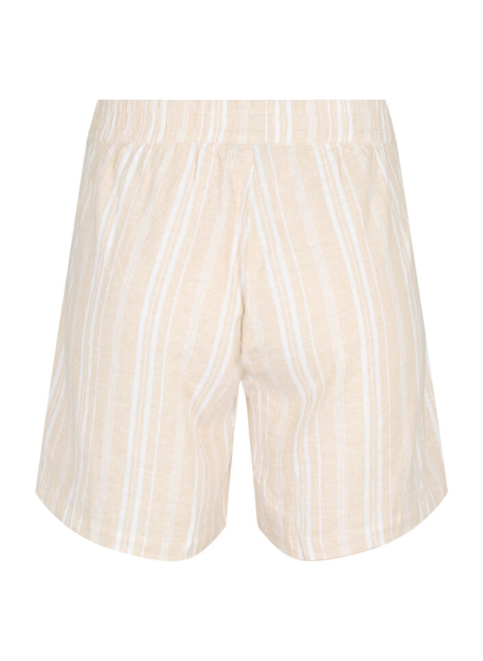Striped shorts in a linen-viscose blend, Beige, Packshot image number 1
