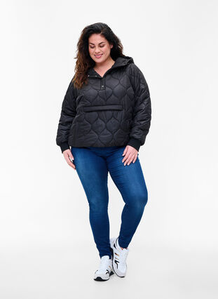 Quilted thermal anorak with a hood, Black, Model image number 2