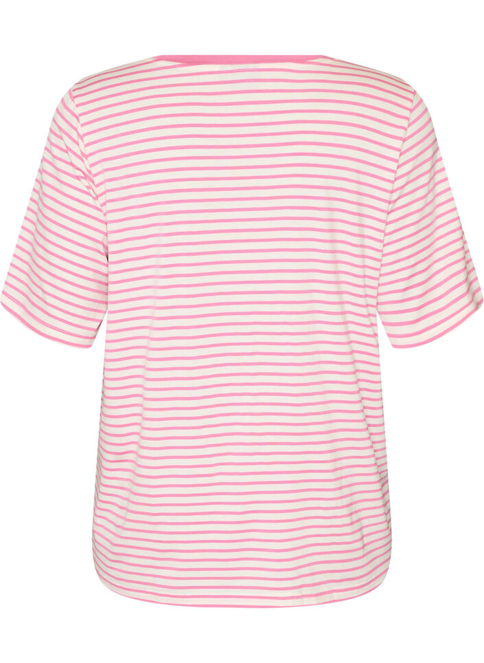 T-shirt with TENCEL&trade; Lyocell and stripes, Pink, Packshot image number 1