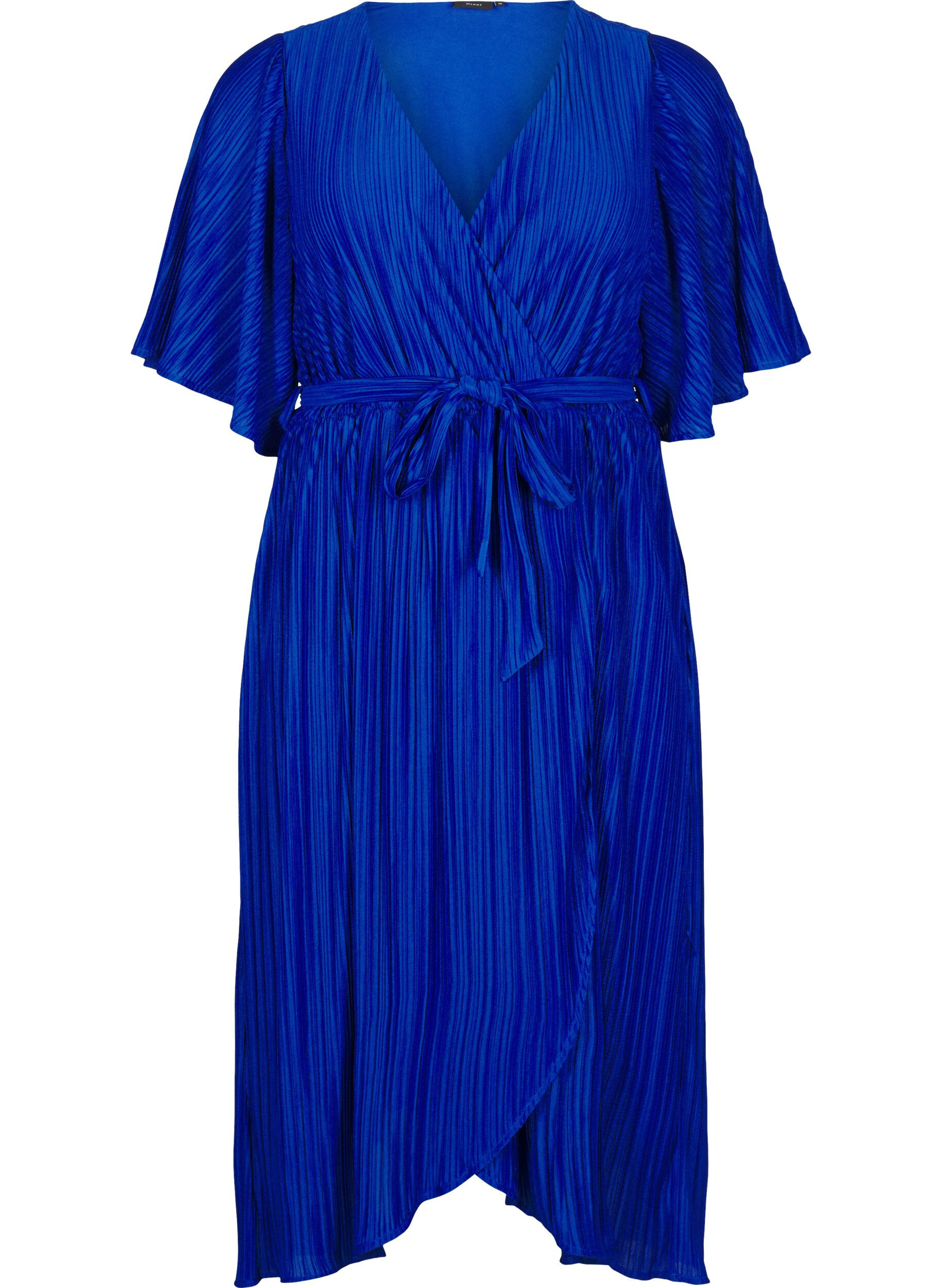 Zizzifashion Pleated midi dress with batwing sleeves, Blue, Packshot image number 0