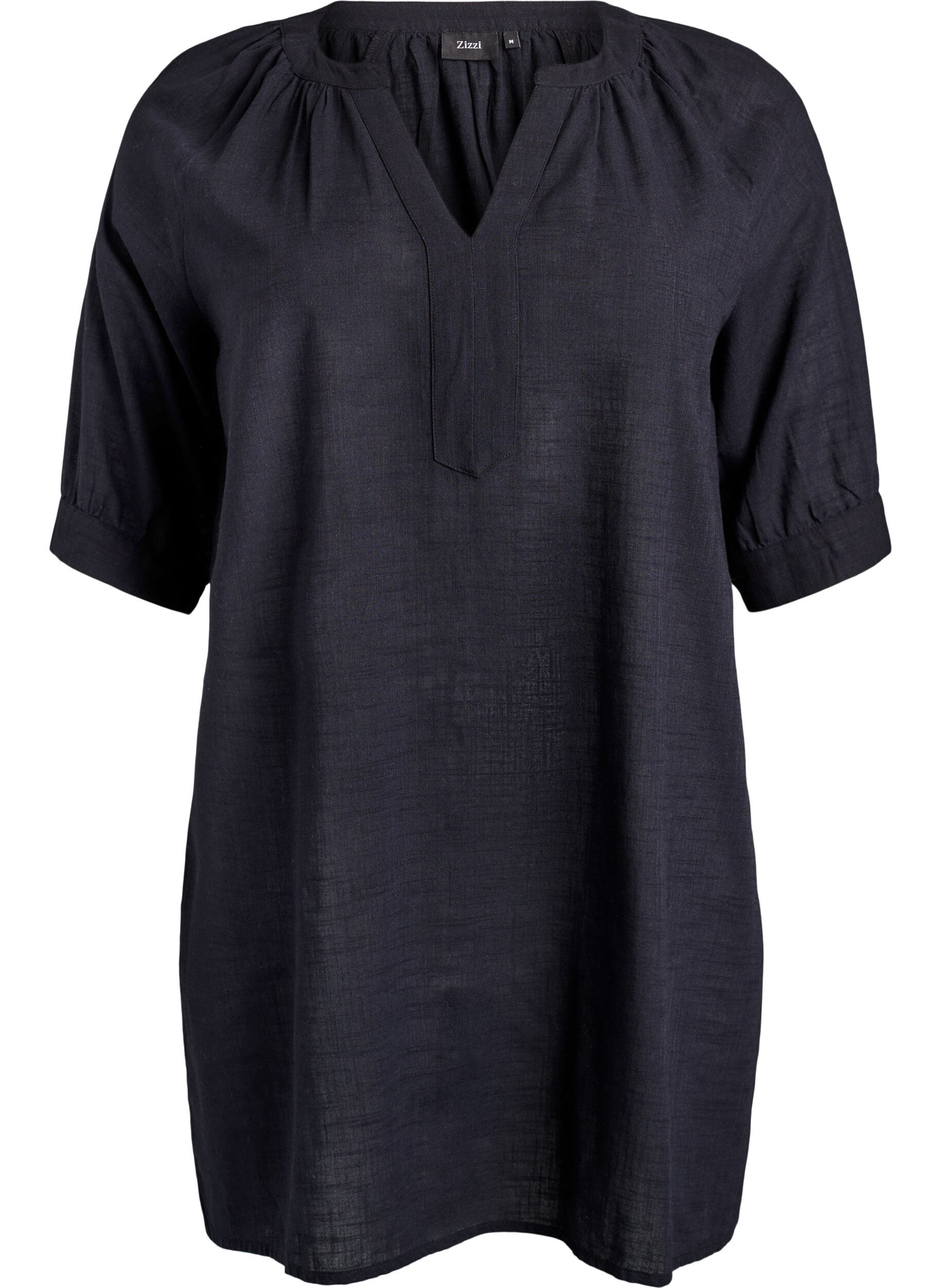 Cotton tunic with a V-neck