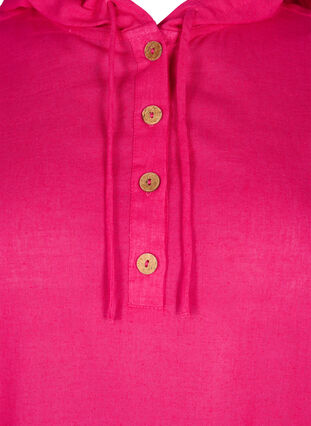 Hooded tunic in cotton and linen, Bright Rose, Packshot image number 2