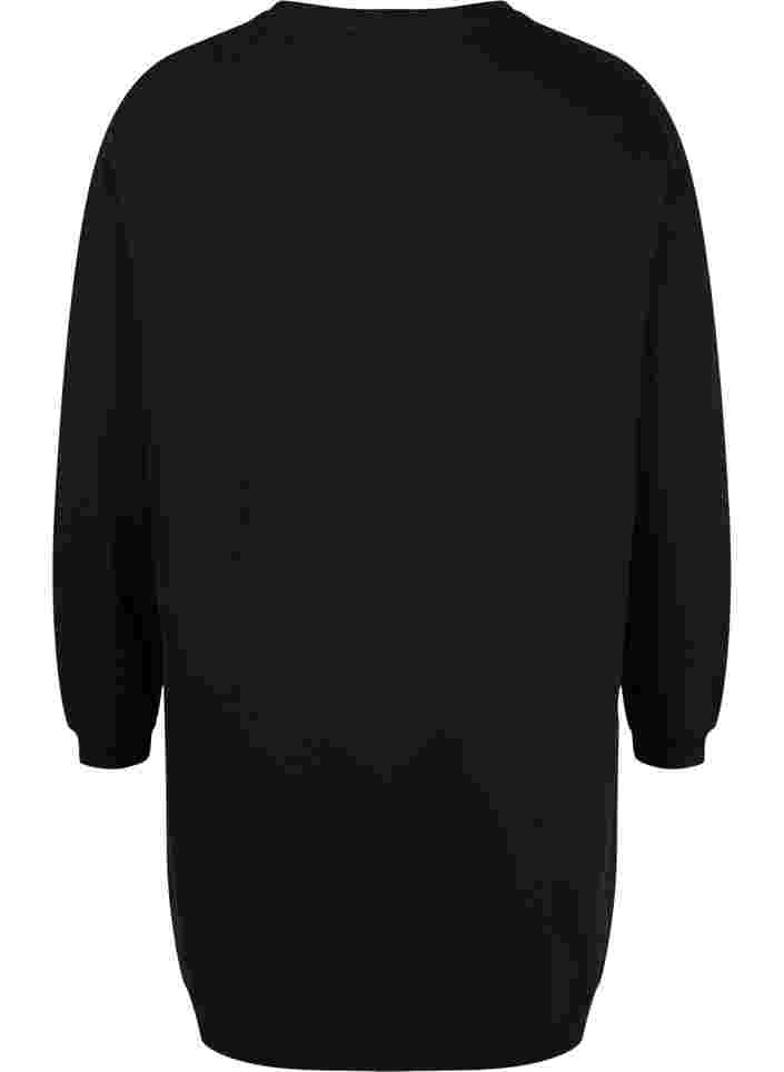 Cotton sweatshirt tunic with lace details, Black, Packshot image number 1