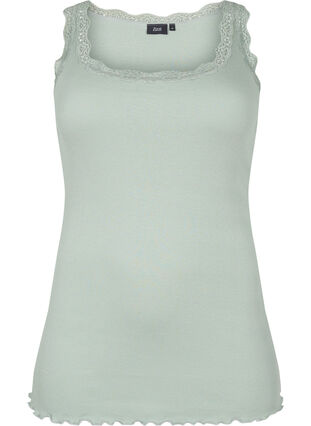 Top with lace trim, Green Milieu, Packshot image number 0