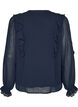 Sheer blouse with ruffles and tie-fastening, Blue, Packshot image number 1
