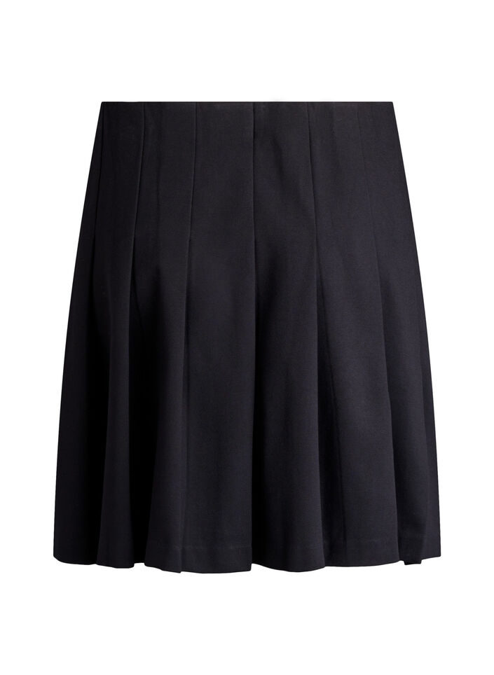 Short pleated skirt with elasticated waist, Black, Packshot image number 1