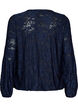 Sheer blouse with floral texture and long sleeves, Blue, Packshot image number 1
