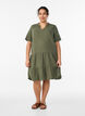 Short A-line dress in cotton muslin, Green, Model image number 1