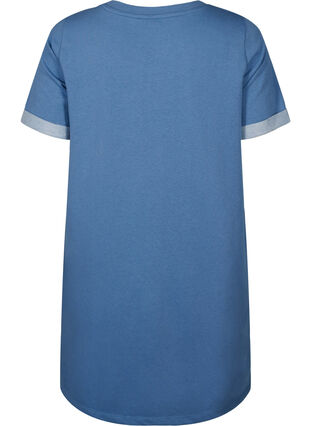 Short-sleeved sweat dress with pockets, Moonlight Blue, Packshot image number 1