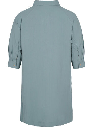Long viscose shirt with pockets and 3/4 sleeves, Balsam Green, Packshot image number 1