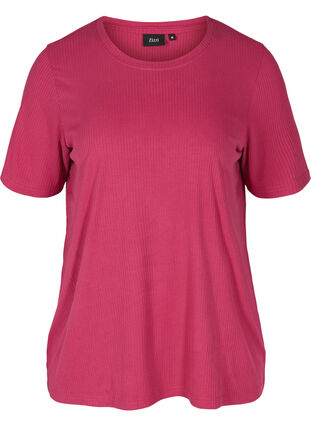 Short-sleeved t-shirt in ribbed fabric, Sangria, Packshot image number 0