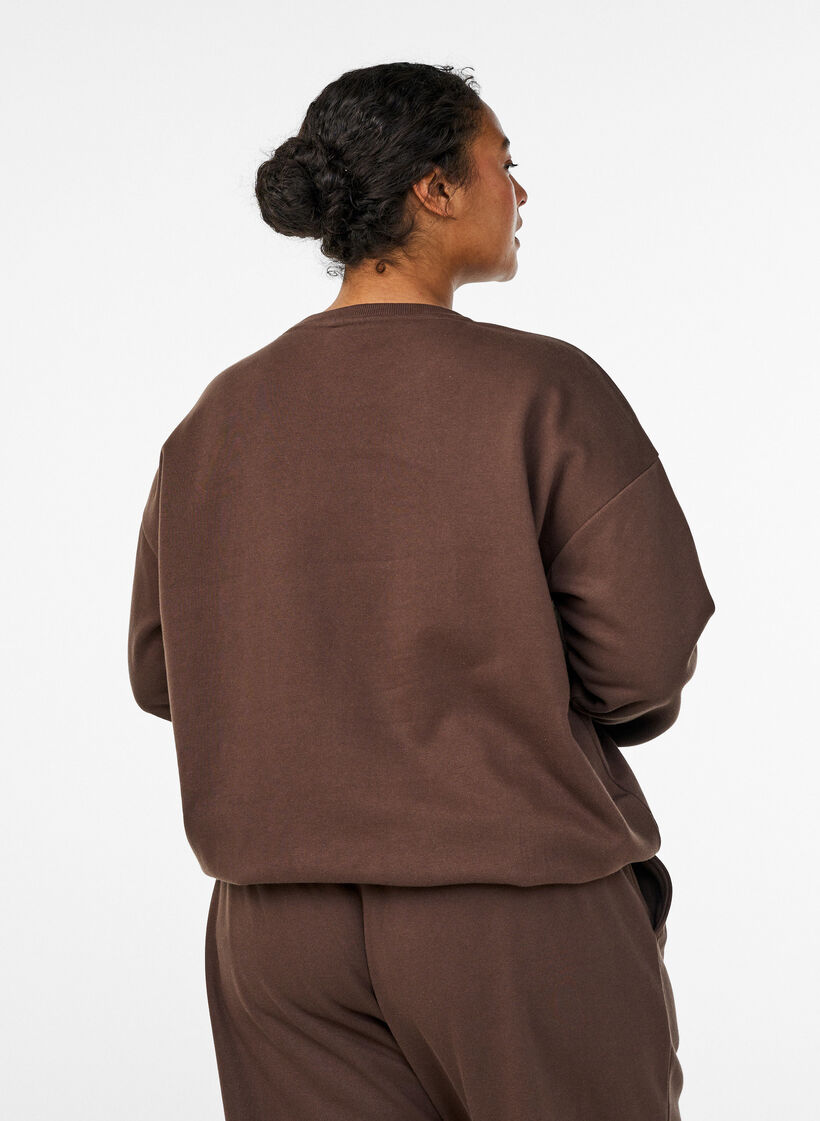 Sweatshirt with motif, Brown, Model image number 2