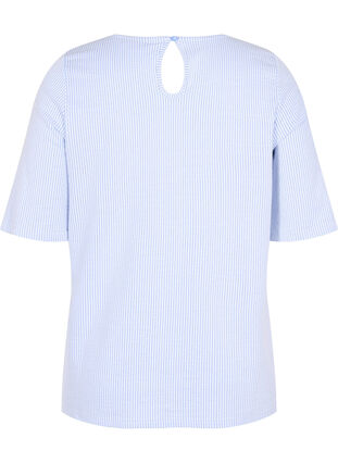Striped blouse with 3/4 sleeves, Lavender L Stripe, Packshot image number 1