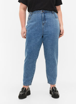 Cropped Mille jeans with high waist, Light blue denim, Model image number 2