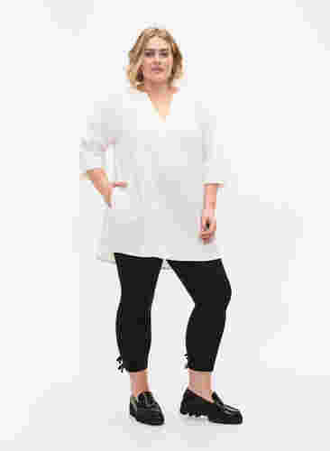 3/4 sleeve tunic in cotton, Bright White, Model image number 2