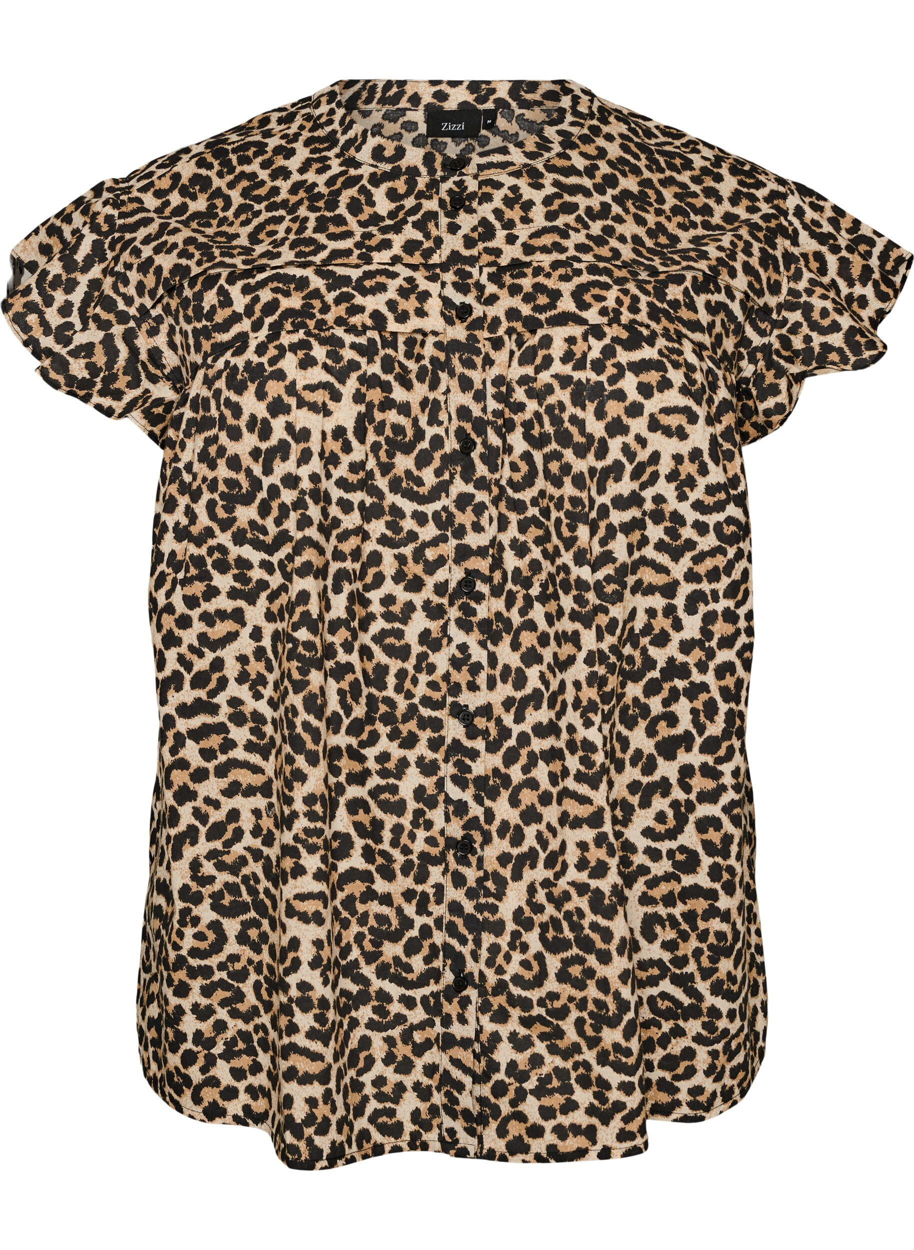 ZizzifashionSleeveless A-line cotton shirt blouse, Brown, Packshot image number 0