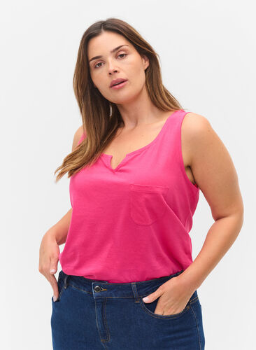 Cotton top with elasticated band in the bottom, Magenta, Model image number 0