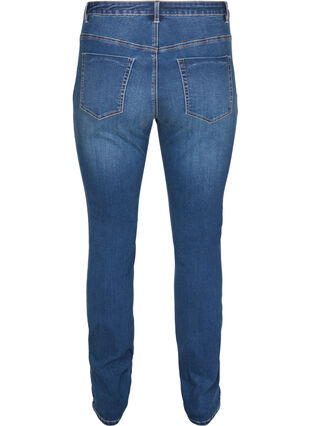 High-waisted embroidered Nille jeans, Blue denim, Packshot image number 1