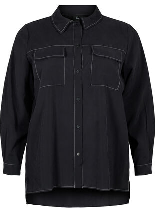 Shirt with contrast stitching, Black, Packshot image number 0