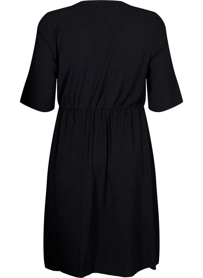 Mid-length dress with tie detail, Black, Packshot image number 1