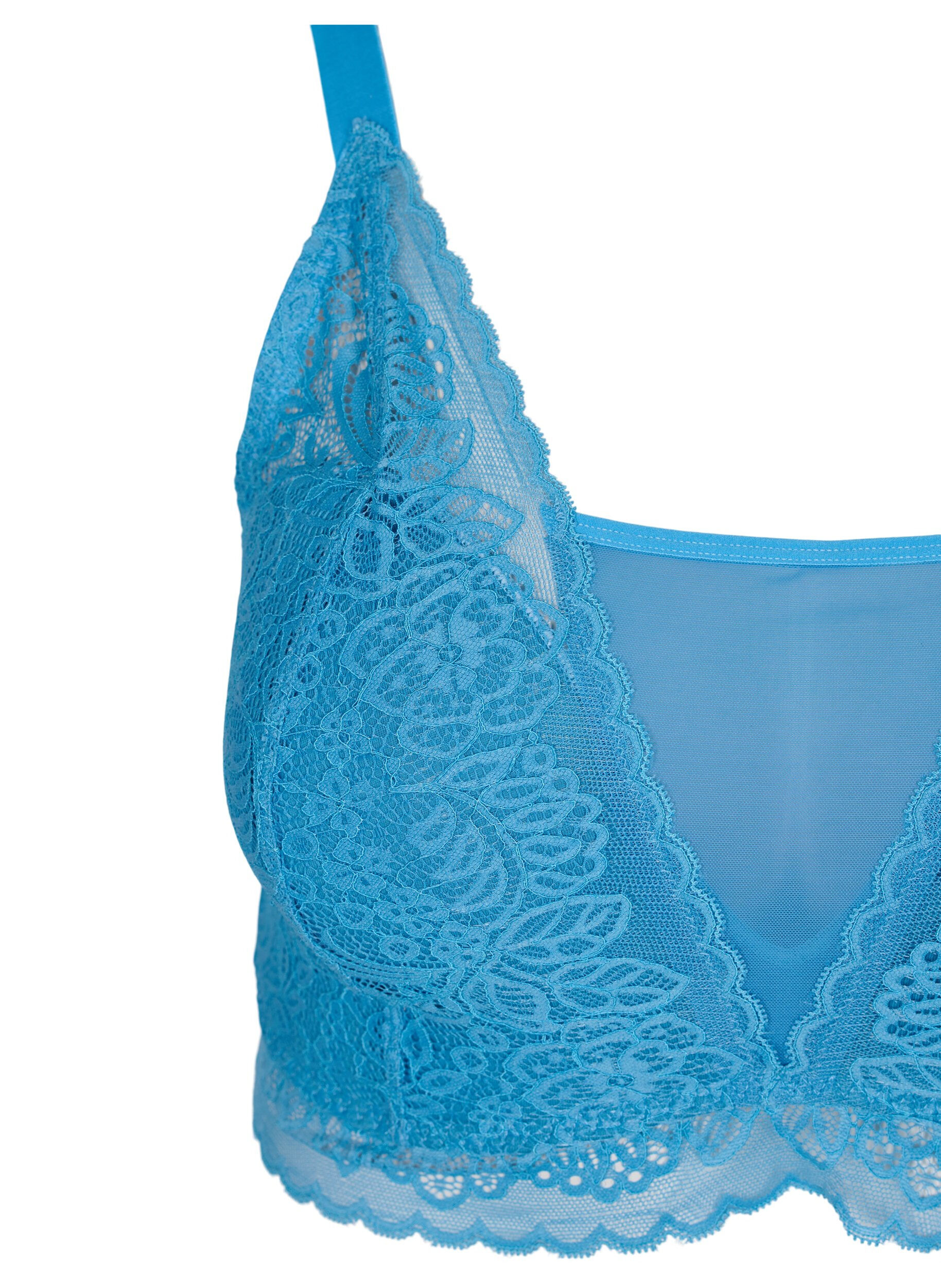 Zizzifashion Bra with lace and soft padding, Blue, Packshot image number 2