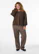 Rib knit cardigan with buttons, Brown, Model image number 1