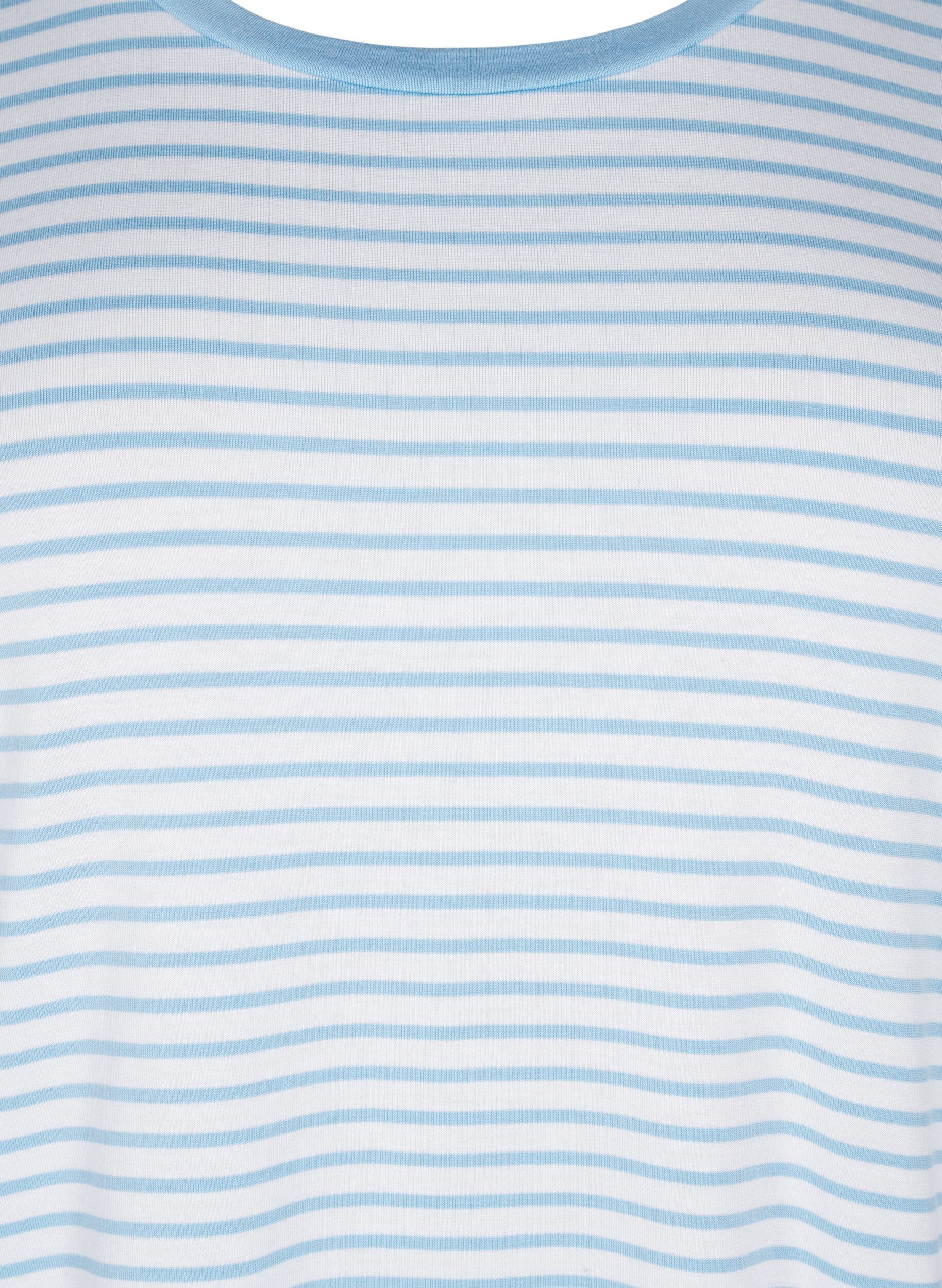 Zizzifashion Striped T-shirt in lyocell with round neck, Light Blue, Packshot image number 2
