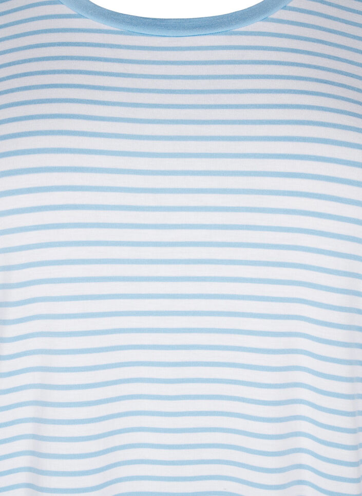 Striped T-shirt in lyocell with round neck, Light Blue, Packshot image number 2