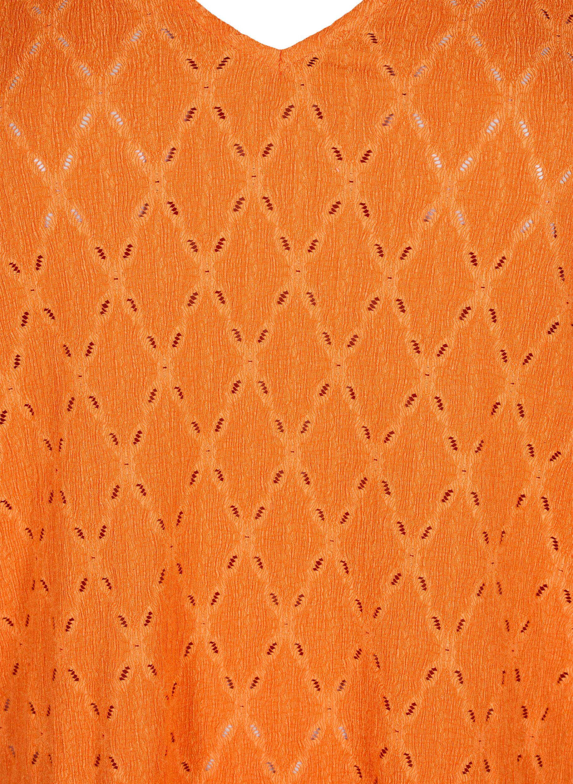 Zizzifashion V-neck blouse with hole pattern, Carrot, Packshot image number 2