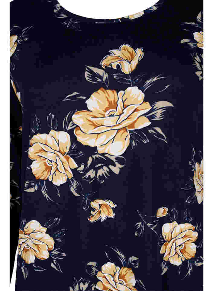 Floral blouse with long sleeves, Night Sky Flower AOP, Packshot image number 2