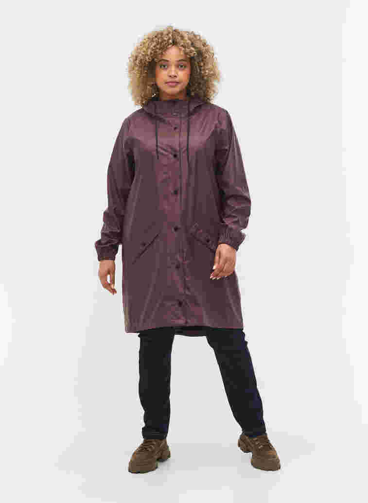 Rain jacket with hood and button fastening, Fudge, Model image number 2