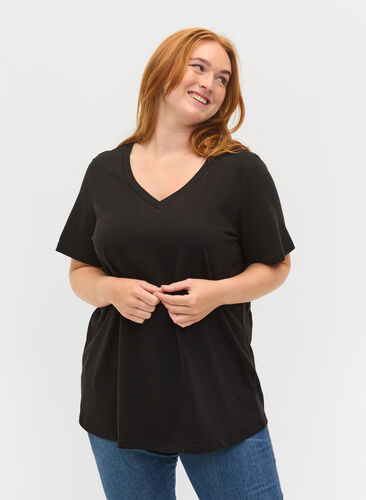 2-pack basic cotton t-shirt, Black/Black, Model image number 0