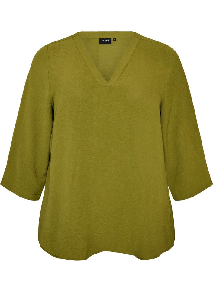 Blouse with 3/4 sleeves, Green, Packshot image number 0