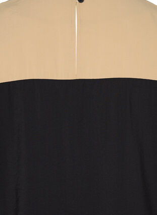 Viscose midi dress with colour-block, Black Comb, Packshot image number 3