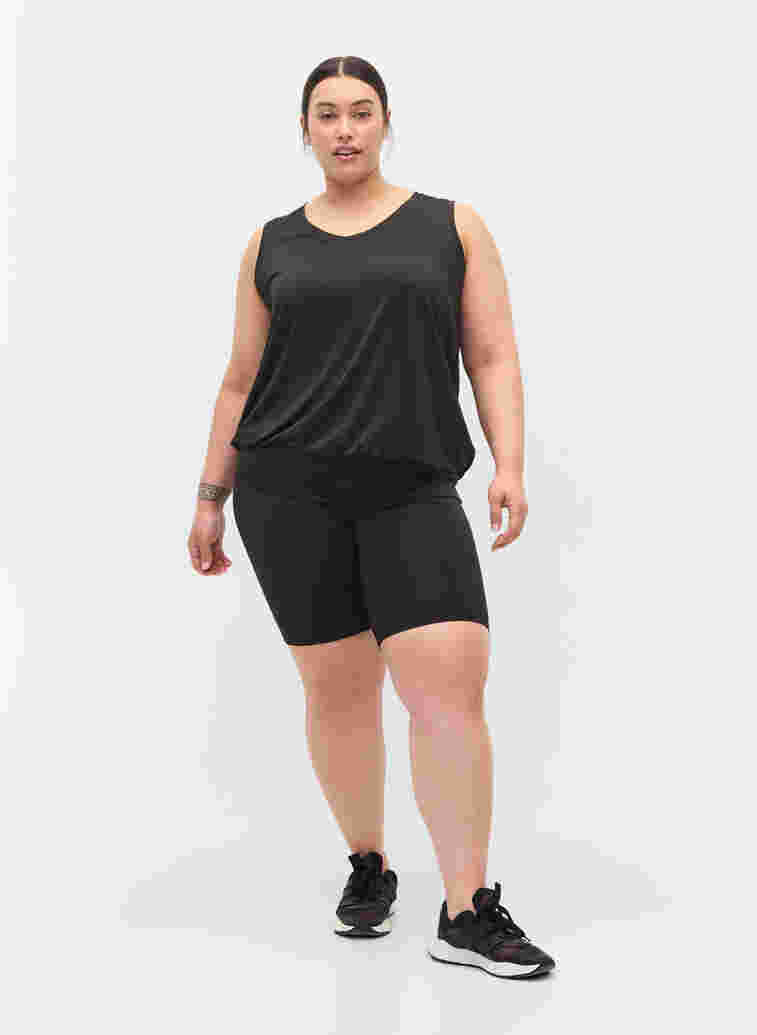 Workout top with elasticated bottom, Black, Model image number 2